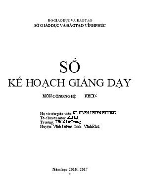 Sổ kế hoạch giảng dạy môn Công nghệ khối 6